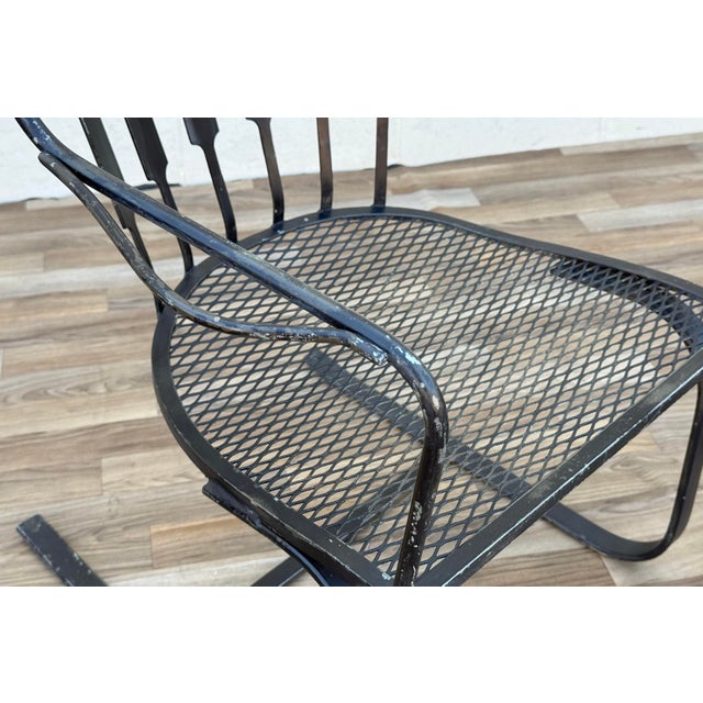 Mid 20th Century Pair of Vintage Mid-Century Modern Wrought Iron Patio Bouncer Lounge Chairs | Russell Woodard Style For Sale - Image 5 of 18