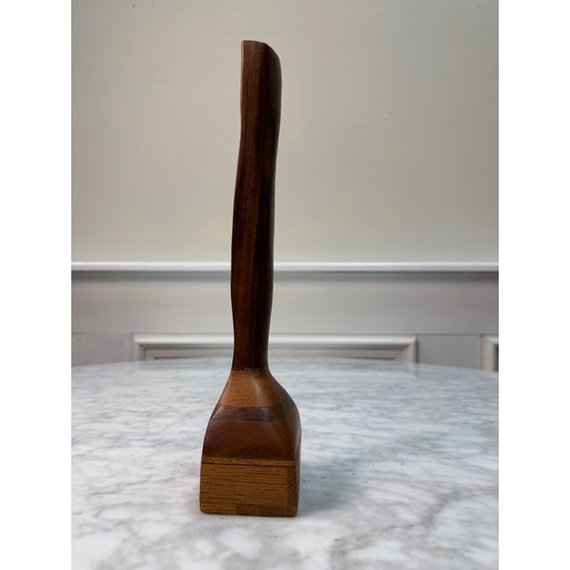Emil Milan Mid-Century Modern Biomorphic Carved Walnut Abstract Sculpture on Multi-Wood Base For Sale - Image 4 of 6