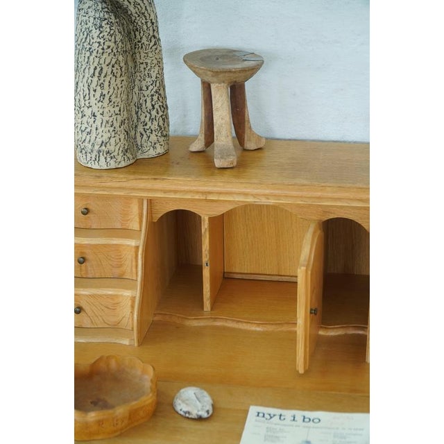 Vintage Danish Oak Drop‑Front Secretaire, 1950s For Sale - Image 14 of 18