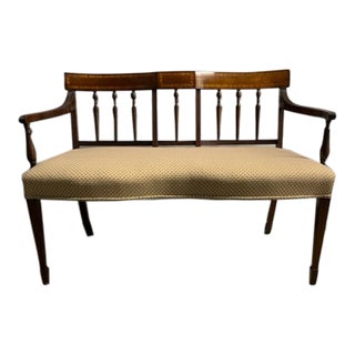 1960s Upholstered Mahogany Bench For Sale