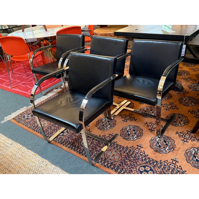 Brueton Brueton Cantilever Leather + Chrome Chairs, Pair For Sale - Image 4 of 12