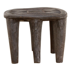Patinated Dark Wood Carved Nupe Stool