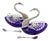 Vintage Italian Sterling Silver 800 Swan Salt Cellars with Cobalt Glass Liners and Spoons, 1970s, Set of 4 For Sale