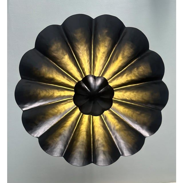 Contemporary Modern Black Flush Mount Ceiling Light Fixture Flower-Inspired Minimalist Lighting For Sale - Image 3 of 9