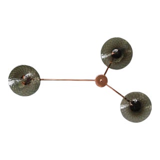 Trio Polished Copper Smoky Bubbles Glass Flush Mount by Fabio Ltd For Sale