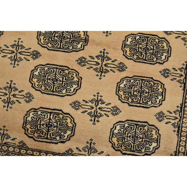 Bokhara Rug 4’2” X 6′ Beige Wool Tribal Hand-Knotted Oriental Carpet For Sale - Image 4 of 11