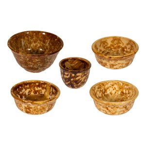 Bennington Yellow Ware Rockingham Glaze Set of 5 Pottery Bowl Collection MCM