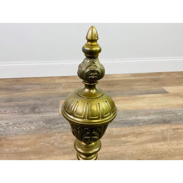 Early 20th Century Antique Ribbed Bronze Fireplace Andirons—A Pair For Sale - Image 5 of 7