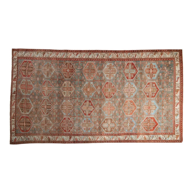 1950s Vintage Persian Baktiari Hexagonal Panel Wool Carpet For Sale