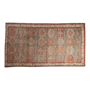 1950s Vintage Persian Baktiari Hexagonal Panel Wool Carpet