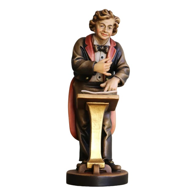Maple Wood Sculpture of Conductor For Sale