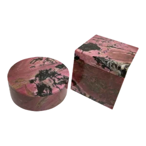 Mid-20th Century Pink Rhodonite Trinket or Jewelry Boxes - a Pair