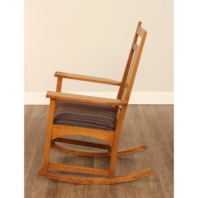Brown Stickley Mission Collection Harvey Ellis Oak Rocking Chair For Sale - Image 8 of 12