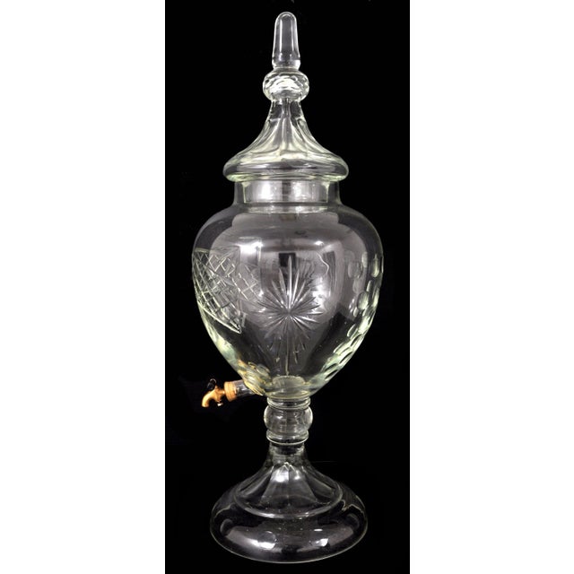 Monumental Antique Cut Crystal Glass Brandy Liquor Bar Dispenser Decanter 1880 For Sale - Image 4 of 9