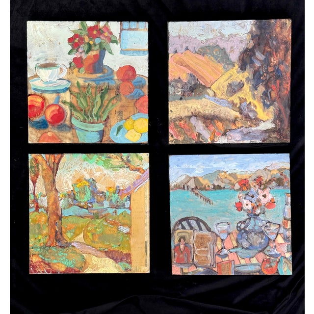 Square Encaustic and Antique Collage on Cradled Panel “Aquatic Park”, Hartman For Sale In San Francisco - Image 6 of 10