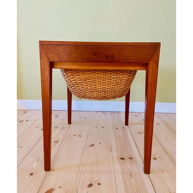 Severin Hansen Vintage Danish Teak Sewing Table by Severin Hansen Jr. for Haslev Møbelfabrik, 1960s For Sale - Image 4 of 18