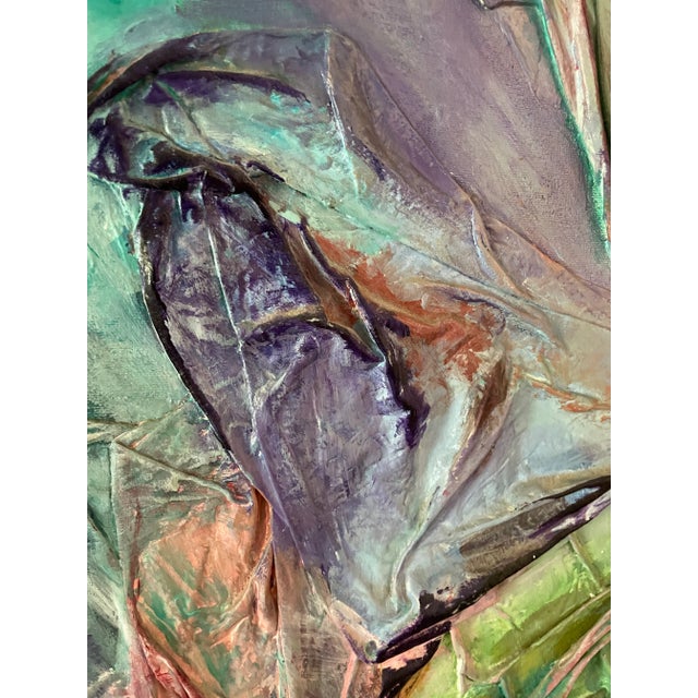 1980s Postmodern Textile Multimedia Original Framed Painting For Sale - Image 5 of 10