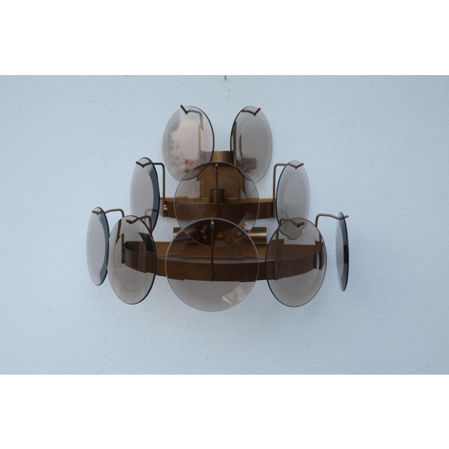 1970 Vistosi Murano Wall Light Smoked Disc - Set of 2 For Sale - Image 6 of 11