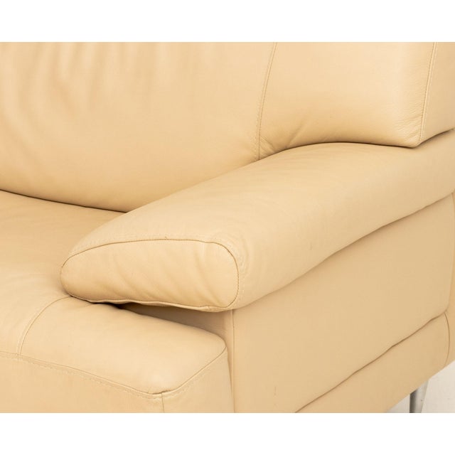 Nicoletti Beige Leather Upholstered Two-Seat Sofa For Sale In New York - Image 6 of 10