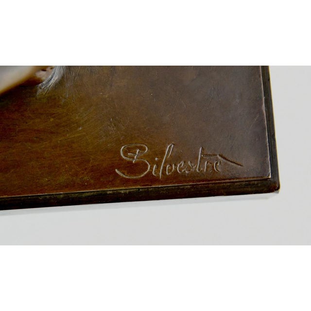 Art Deco Bronze Bookends of Boy and Girl Satyr by Paul Silvestre, 1920s, Set of 2 For Sale - Image 9 of 13