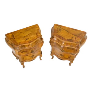 Pair of Italian Bombay Style Olive Wood Burl Veneer Patches