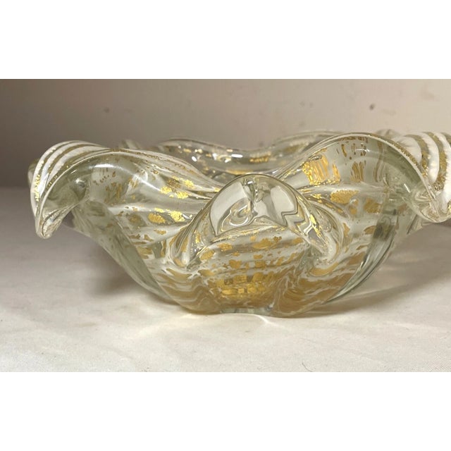 Vintage Blown Murano Venetian Art Glass Cigarette Cigar Gold Ashtray Italian For Sale - Image 9 of 12