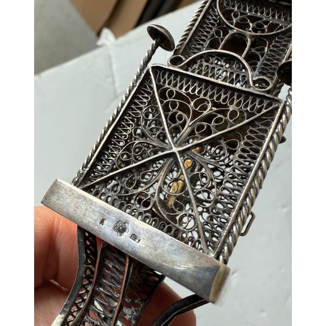 Silver Rare 19th C Antique Silver Filigree Judaica Besamim Spice Tower Austro Hungarian For Sale - Image 8 of 12