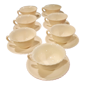 Seven Lenox Gadroon Pattern Tea Cups and Saucers