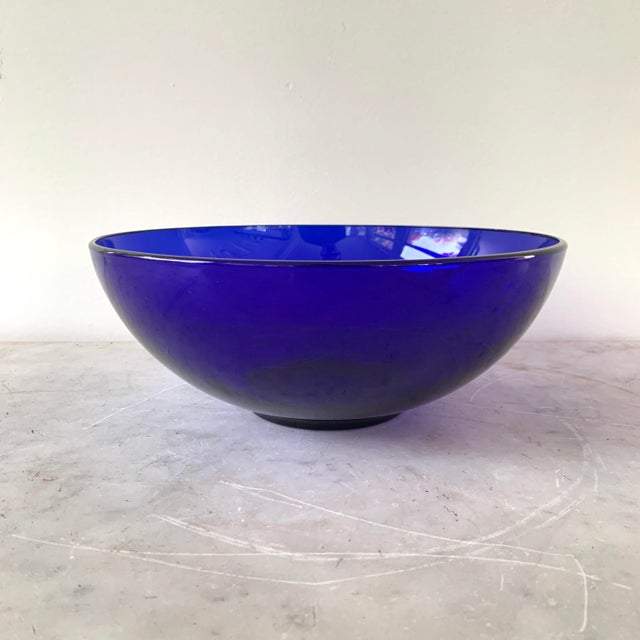 Vintage Cobalt Blue Glass Serving Bowl Chairish