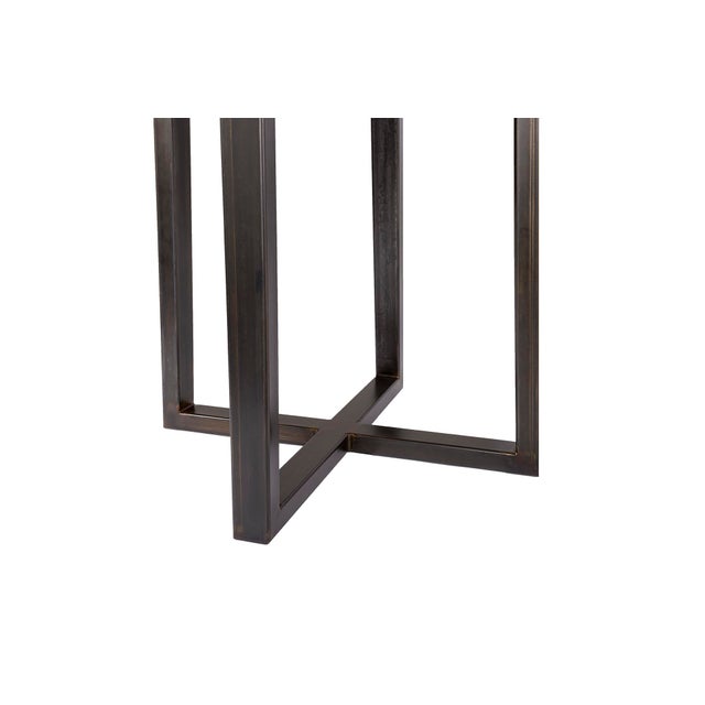 Oak Top in Ruffino on Cross Design Ebony Patina Steel Base For Sale - Image 4 of 5