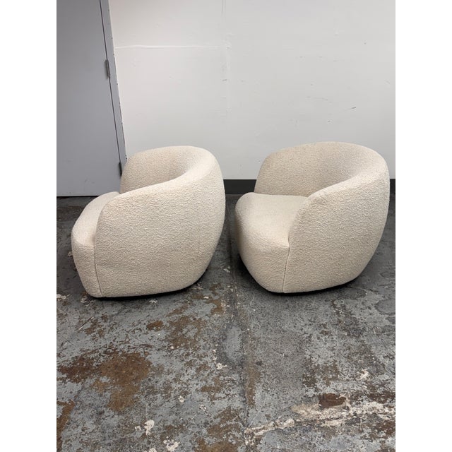 Goop for Cb2 Gwyneth Boucle Swivel Chairs, Pair For Sale In San Francisco - Image 6 of 12