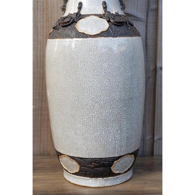 Ceramic Large Antique Chinese Qing Dynasty Crackle Glaze Porcelain Vase, 1800s For Sale - Image 7 of 18