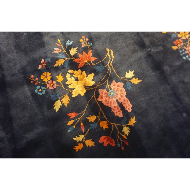 Textile 1920s Vibrant Burst of Floral Antique Floral Vase Chinese Modern Art Deco Rug For Sale - Image 7 of 9