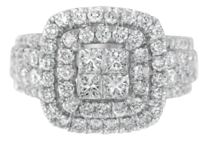 14KT White Gold Round and Princess Diamond Ring (2 1/4 cttw, H-I Color, SI1-SI2 Clarity) Size 7