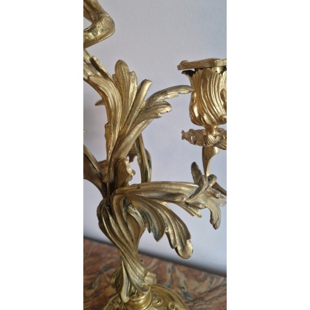 Antique Louis XV Candleholders in Gilt Bronze, Set of 2 For Sale - Image 13 of 18