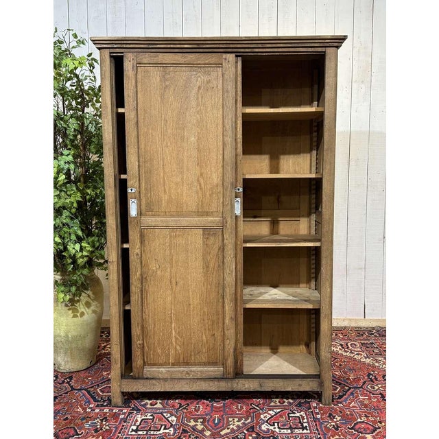 Oak Wardrobe with Sliding Doors, 1930s For Sale - Image 4 of 18