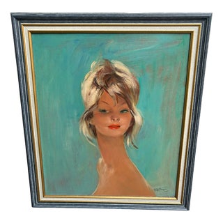 Jean Gabriel Domergue, Portrait of Marie Chantal, 1890s, Oil Painting on Panel, Framed For Sale