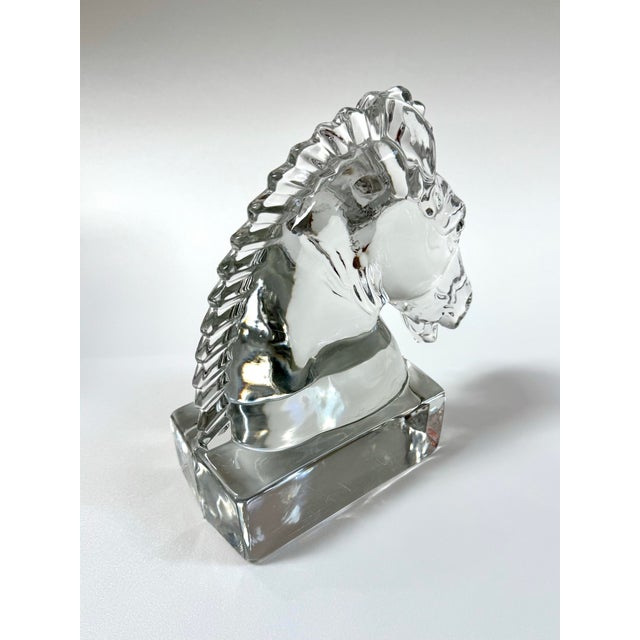 Vintage Heisey Glass Horse Head Sculpture / Bookend For Sale - Image 4 of 6
