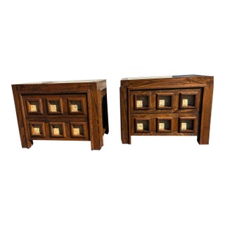 Mid Century Vintage Brutalist Nightstands Pair For Sale