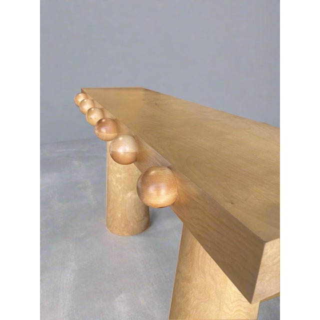 Brown Dot 65"long Modern Architectural Console Table With Ball Design in Light Oak For Sale - Image 8 of 8