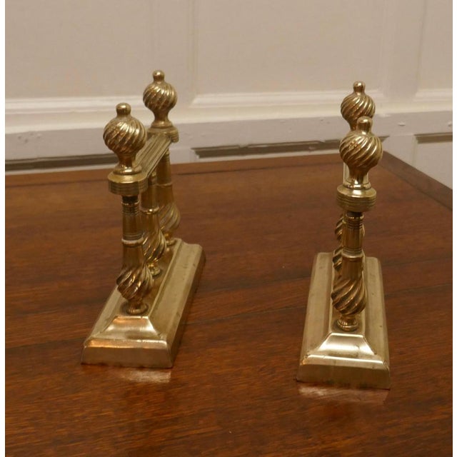 Heavy Victorian Brass Fire Dogs, Set of 2 For Sale - Image 3 of 6