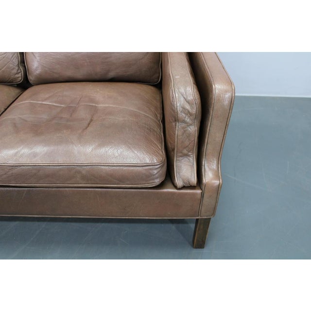 1970s Mid-Century Danish Three-Seat Brown Leather Sofa, 1970s For Sale - Image 5 of 18