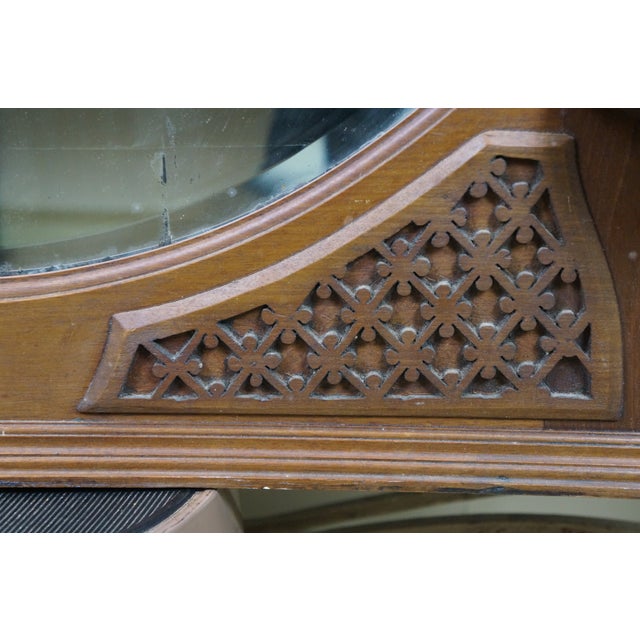Antique Victorian Walnut Acanthus Fretwork Dresser Vanity Mantel Mirror 45" For Sale - Image 11 of 16