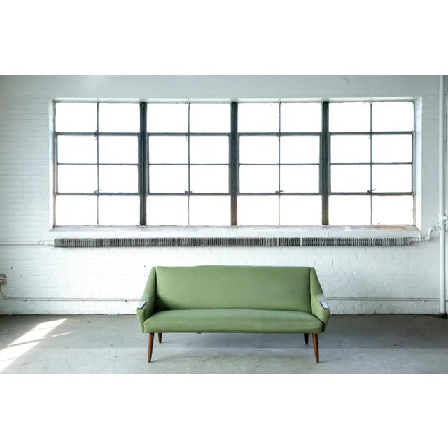 1950s Mid-Century Danish Modern 1950's 3-Seat Sofa in Teak and Wool For Sale - Image 5 of 9