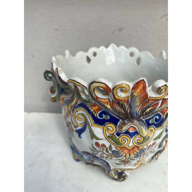 19th Century French Faience Cache Pot Desvres For Sale - Image 4 of 9