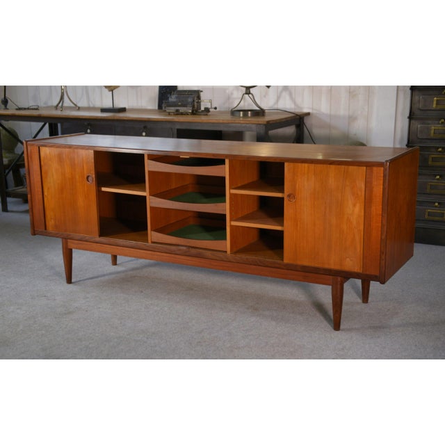 Scandinavian Teak Sliding Door Sideboard by Svend Aage Larsen, 1960s For Sale - Image 9 of 18