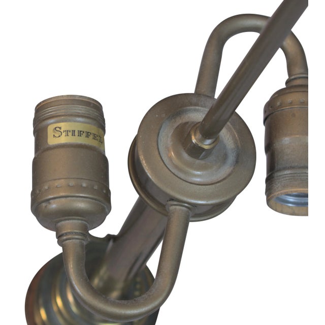 Mid-Century Modern Tall Pair of Wood & Brass Stiffel Table Lamps With Original Shades For Sale - Image 3 of 4