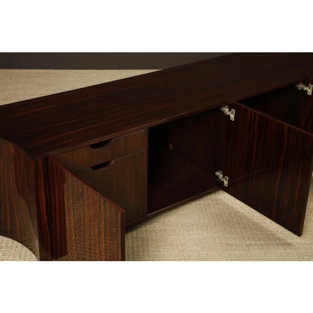 Monumental Macassar and Brass Credenza by Leon Rosen for Johnny Carson, C 1970 For Sale - Image 17 of 18