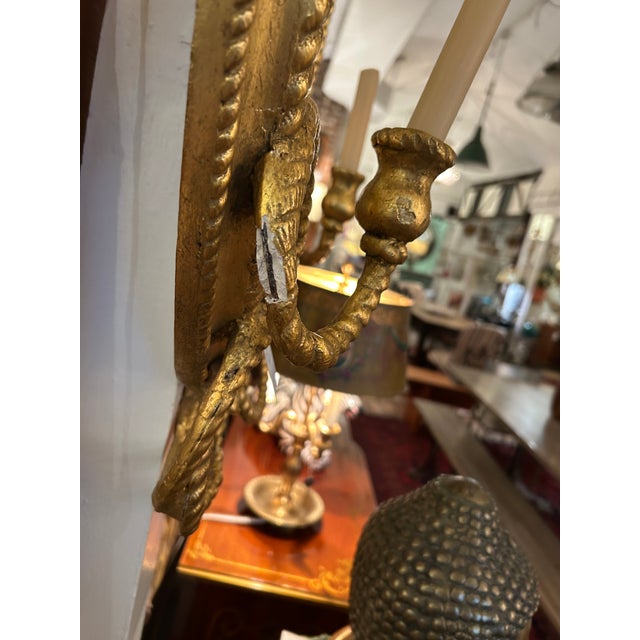 Italian Giltwood Oval Antique Mirror For Sale - Image 12 of 18