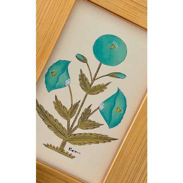 This beautiful sea green floral motif painting draws inspiration from the iconic designs of Jaipur, India, seen gracing...